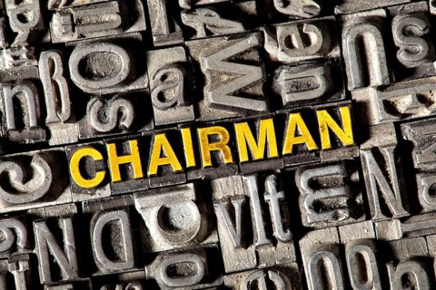 Old lead letters forming the word Chairman