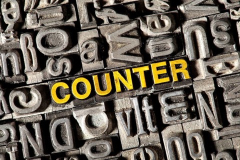 Old lead letters forming the word Counter