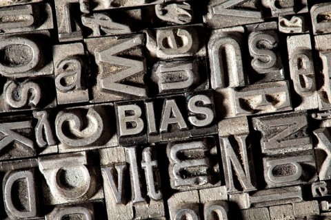 Old lead letters forming the word 'BIAS'