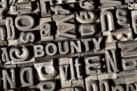 Old lead letters forming the word "BOUNTY"