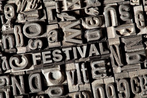 Old lead letters forming the word FESTIVAL