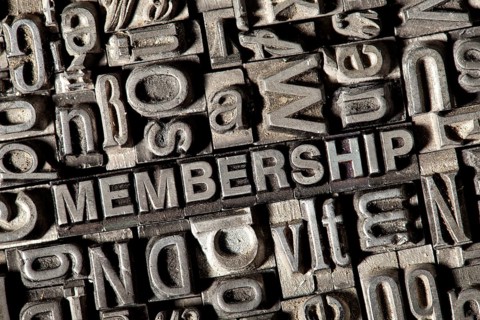 Old lead letters forming the word 'MEMBERSHIP'