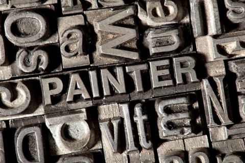 Old lead letters forming the word PAINTER