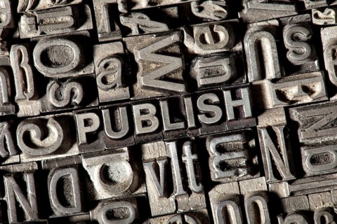 Old lead letters forming the word 'PUBLISH'
