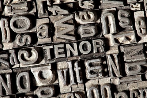 Old lead letters forming the word TENOR