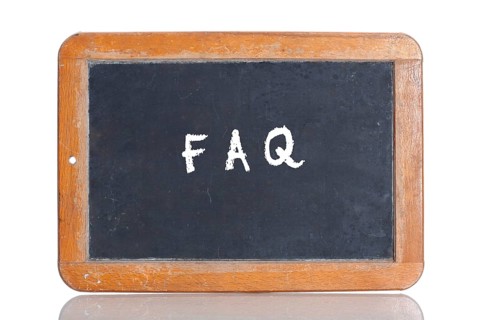 Old school blackboard with the abbreviation FAQ