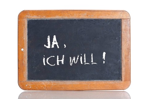 Old school blackboard with the words JA
