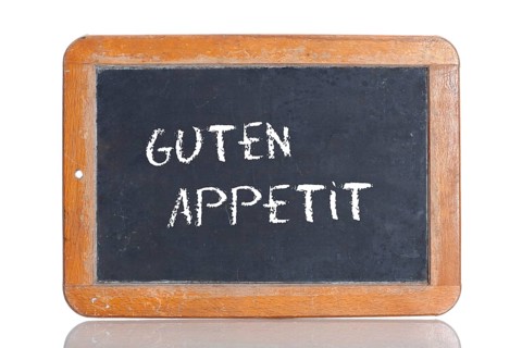 Old school blackboard with the words GUTEN APPETIT