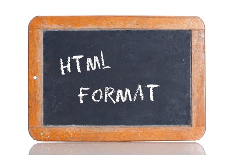Old school blackboard with the term HTML FORMAT