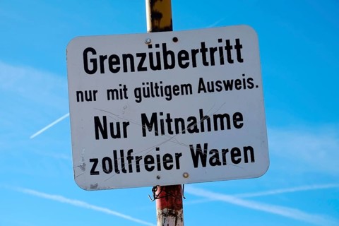 Border sign between Bavaria and Austria