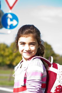 Girl at a traffic awareness course