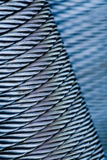 Close-up of coiled steel cable