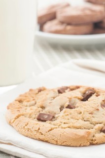 Chocolate chip cookies and a glass of milk