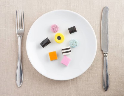 Liquorice candy served on a plate