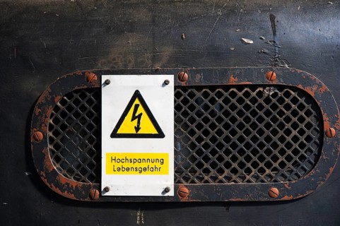 Sign 'Hochspannung Lebensgefahr' or 'Danger High Voltage'