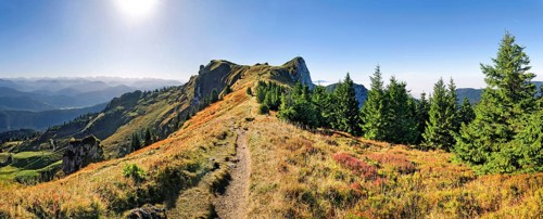 Panorama at the Brauneck trail with the Vorderer Kirchstein
