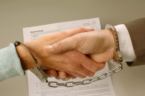 Handshake with tied hands