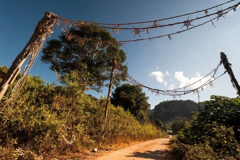 Traditional gate at the entrance to the village