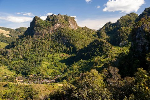 View of the village and mountains