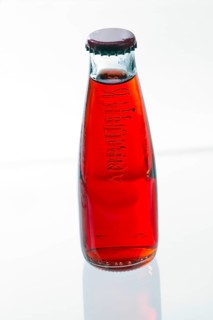 Red drink in a bottle