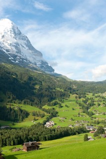 Snow-capped north face of Mt Eiger
