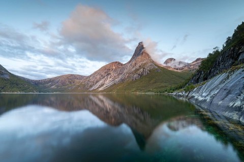 Stetind is reflected in Fjord