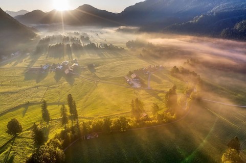 Sunrise with ground fog