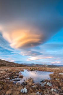 Autumnal Tundral landscape in Dovrefjell at evening mood