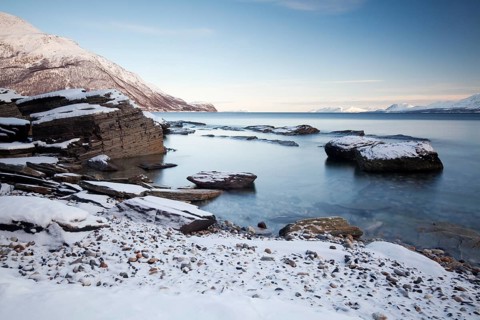 Ullsfjord near Oldervik in winter