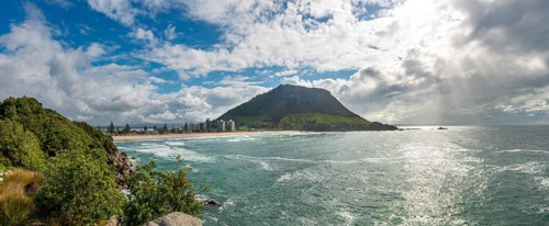 View to Mount Manganui with beach