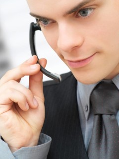 Businessman using a headset