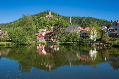 Stadtsee lake with Burg Liebenzell Castle
