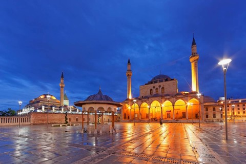 Mevlana monastery with Rumi's Mausoleum and Selimiye Mosque