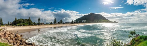 View to Mount Manganui with beach