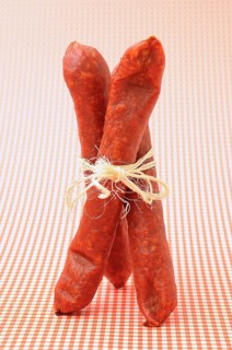Three salami tied together