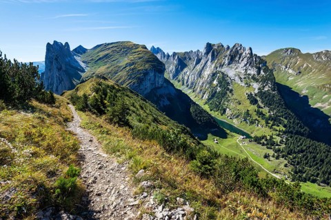 View of the Kreuzberge summit ridge as seen from the geological mountain trail