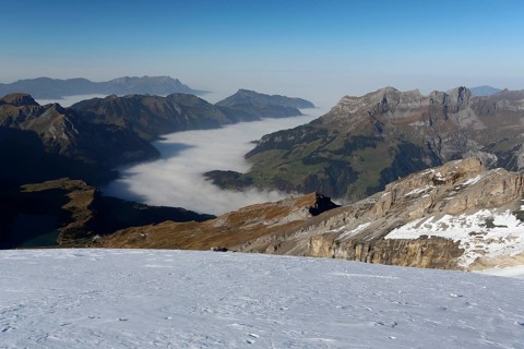 View over a sea of fog from Titlis Mountain