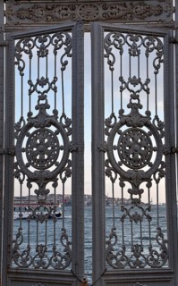 Gate with views of the Bosphorus from Dolmabahce Palace