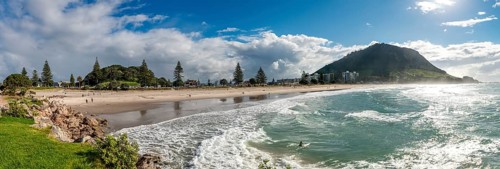 View to Mount Manganui with beach