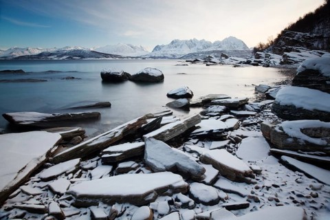 Ullsfjord near Oldervik in winter