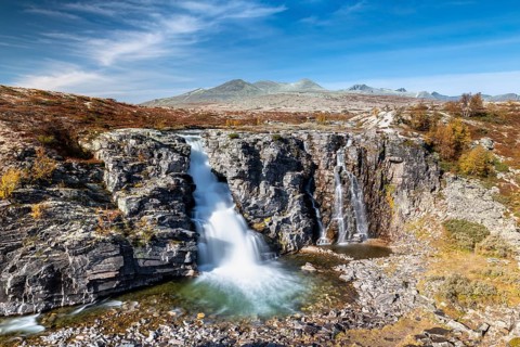 Storulfossen Waterfall in the Rondane National Park