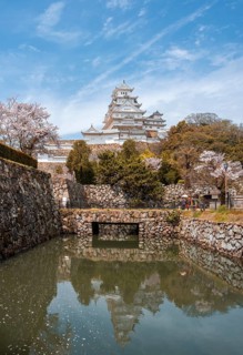 Water reflection in the moat of Himeji Castle