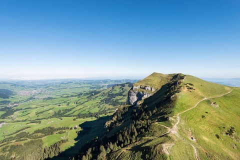 View of the Appenzellerland region as seen from Hoher Kasten mountain
