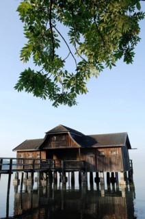 Wooden stilt house in Stegen am Ammersee