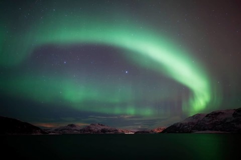 Northern Lights over the Grotfjord in winter