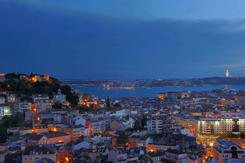 View from lookout point of Miradouro Senhora do Monte towards the Castello Sant Jorg