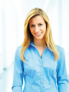 Young woman wearing a blue blouse