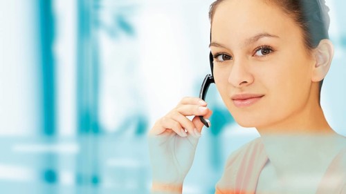 Businesswoman wearing a headset
