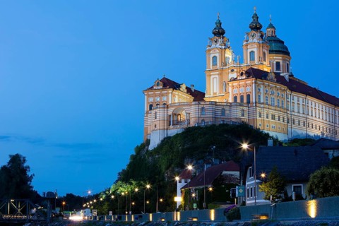Benedictine Abbey of Melk Abbey at dusk