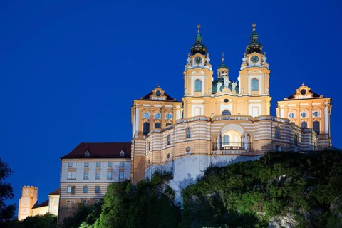 Benedictine Abbey of Melk Abbey at dusk